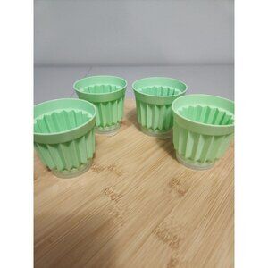 Lot of 4 Tupperware Jel-ette Vintage Jello Individual Cup Mini Molds Green
